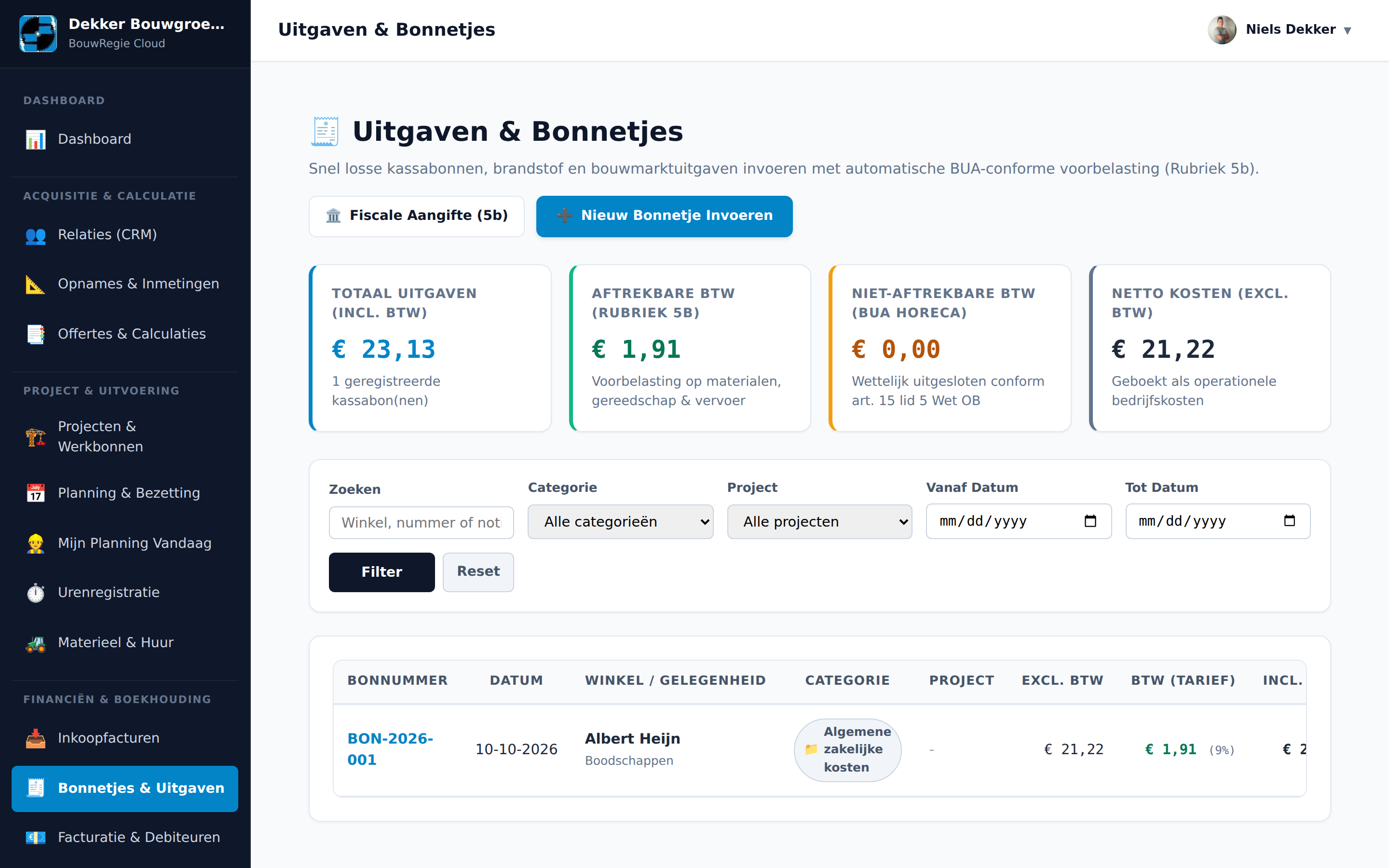 Bonnetjes & Uitgaven