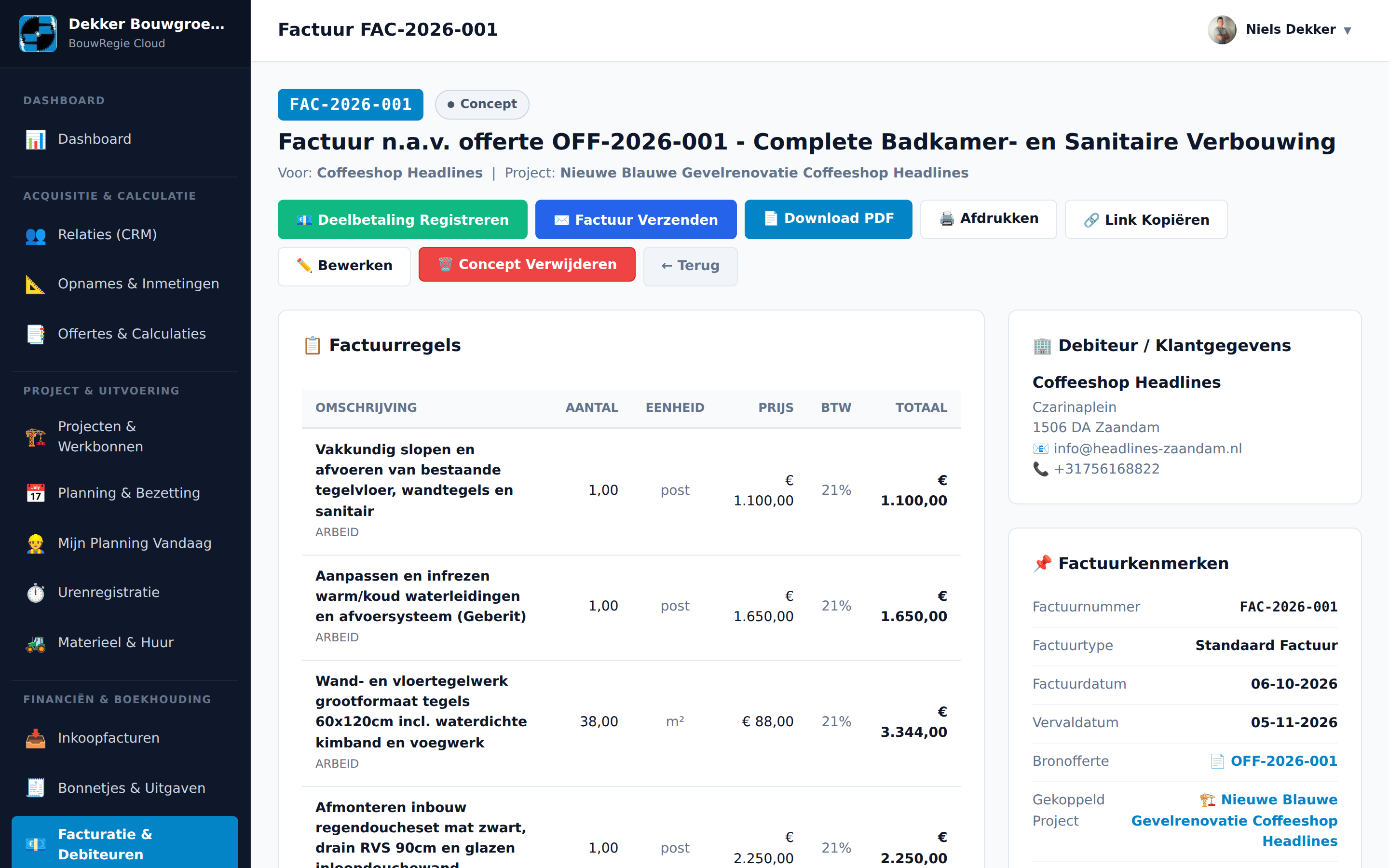 Factuur Detail & Deelbetalingen