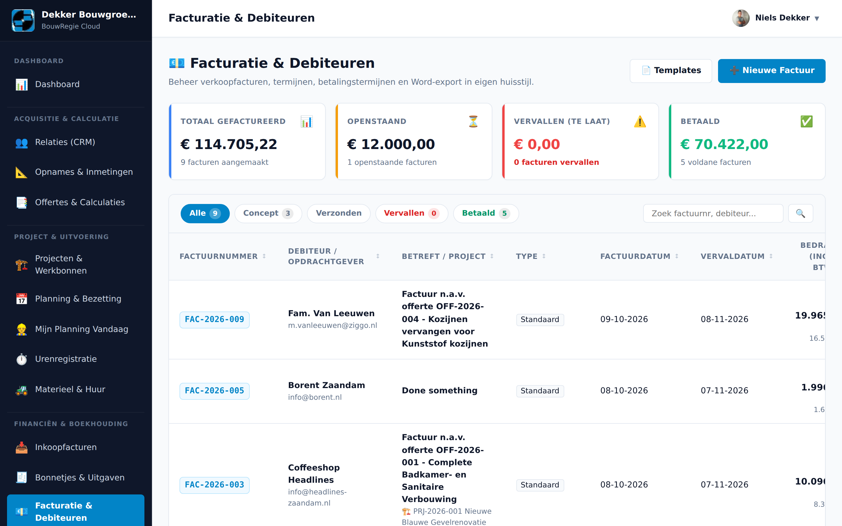 Facturenoverzicht
