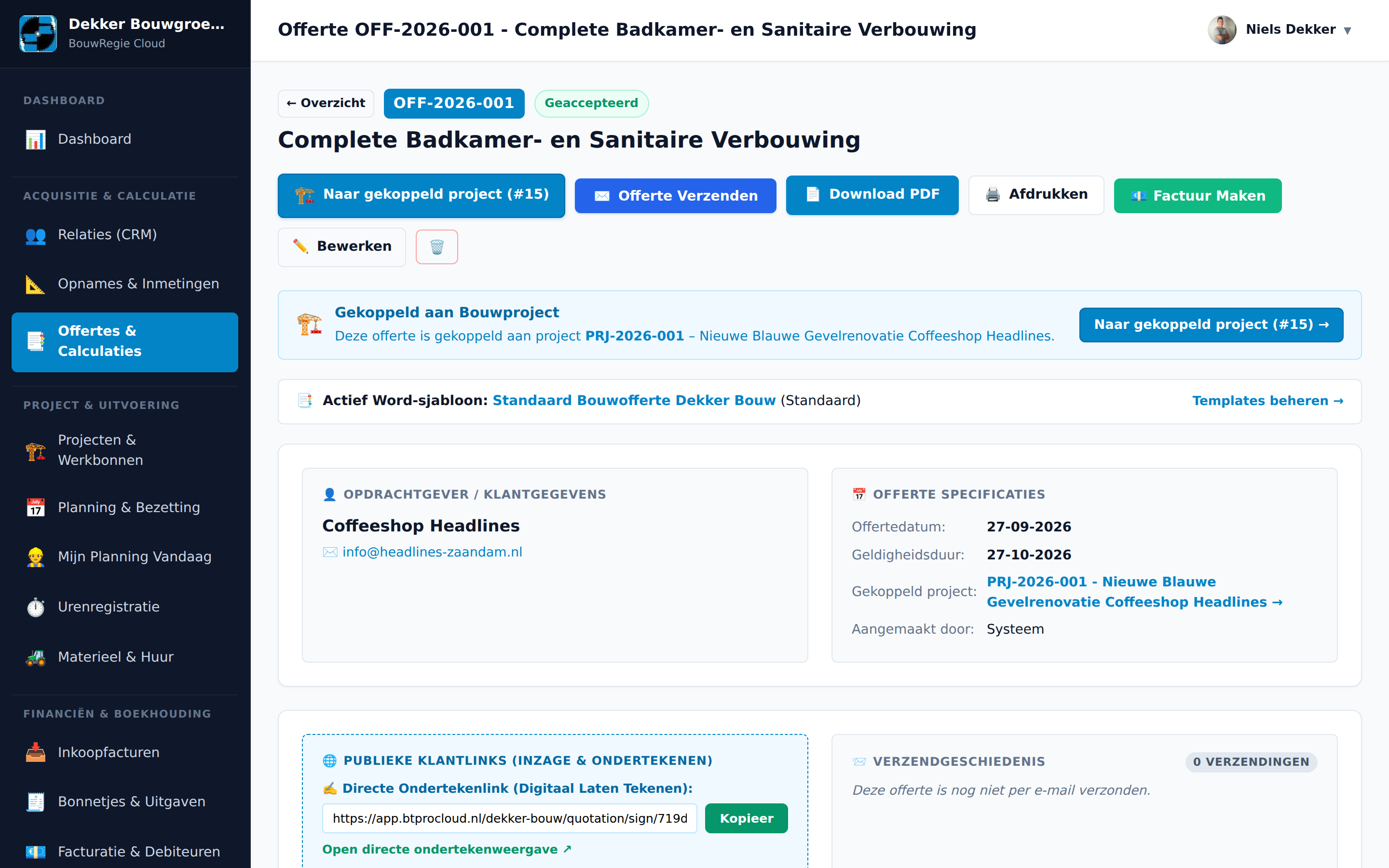 Offertecalculatie & Voorwaarden